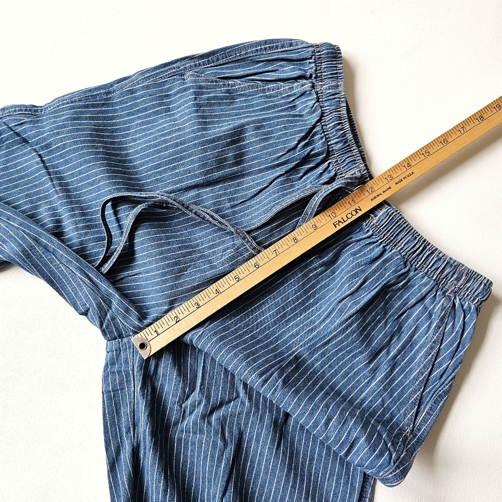 American Sweetheart Blue Pinstripe 100% Cotton Denim Pants Size M - Picture 10 of 11